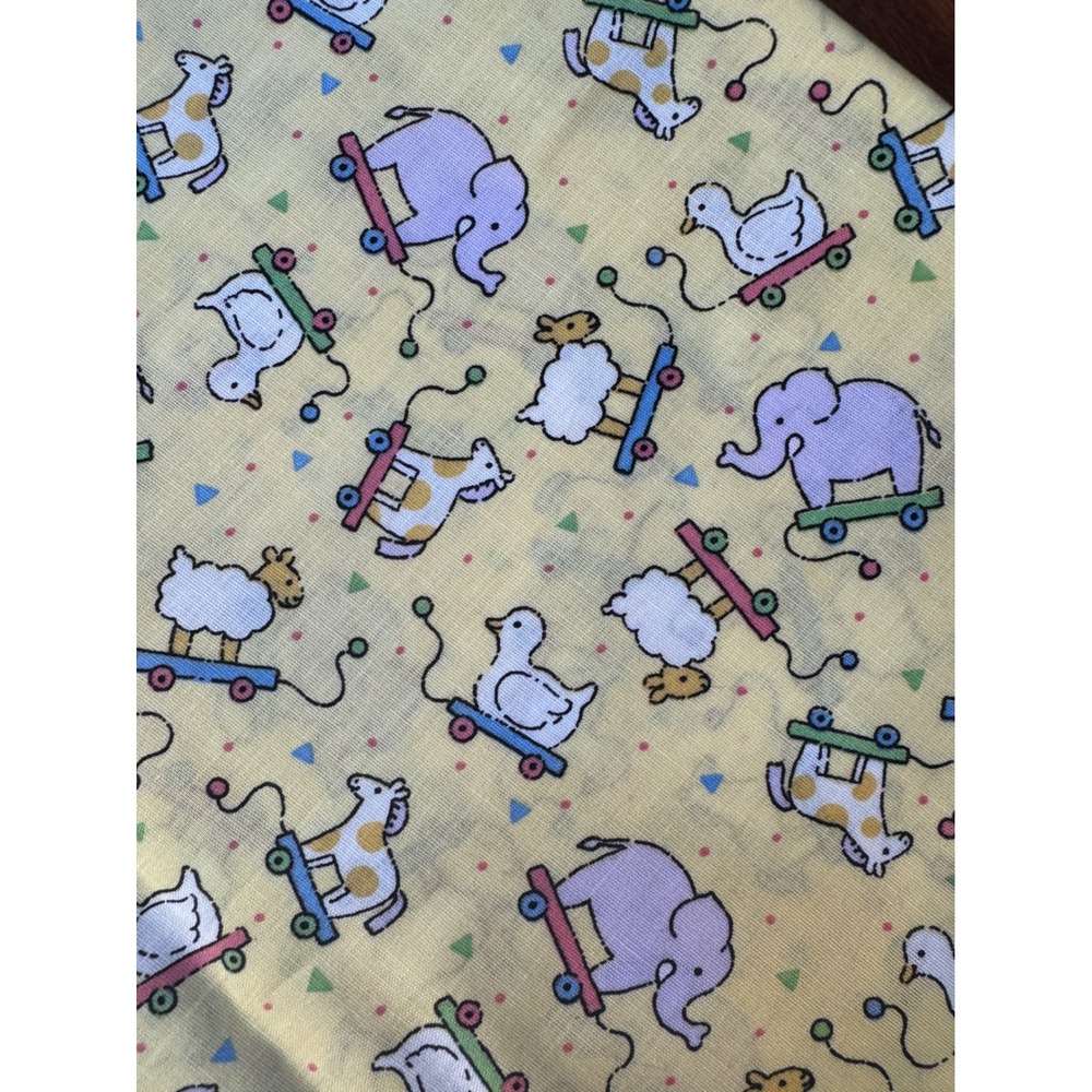 Fabric Nursery 3 Yards Yellow Vintage Pull Toy Animal Elephant Lamb Duck Pony